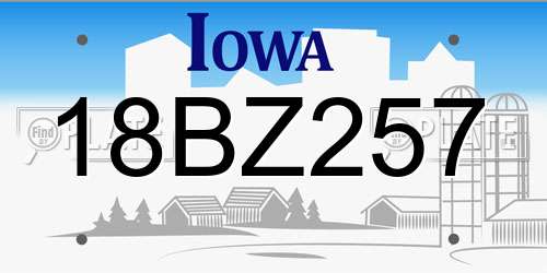 18BZ257 Iowa License Plate