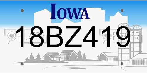 18BZ419 Iowa License Plate