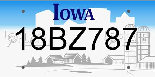 18BZ787 Iowa License Plate