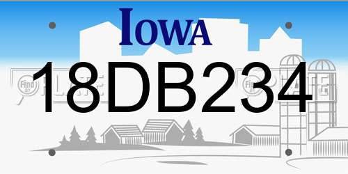 18DB234 Iowa License Plate