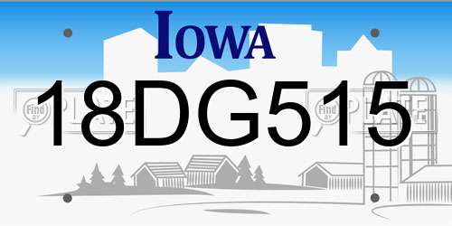 18DG515 Iowa License Plate