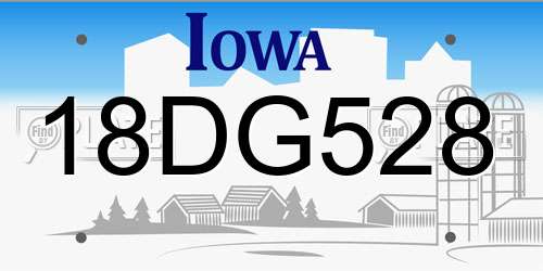 18DG528 Iowa License Plate