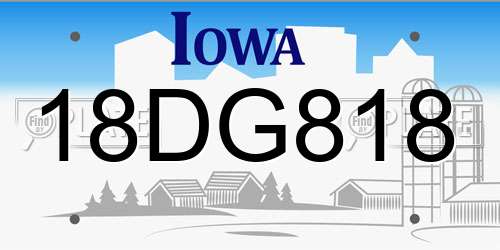 18DG818 Iowa License Plate
