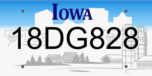 18DG828 Iowa License Plate