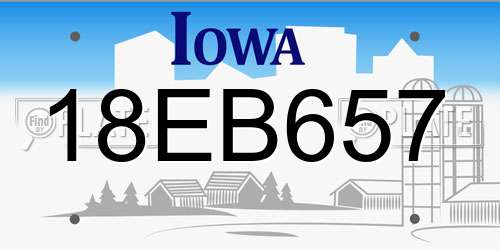 18EB657 Iowa License Plate