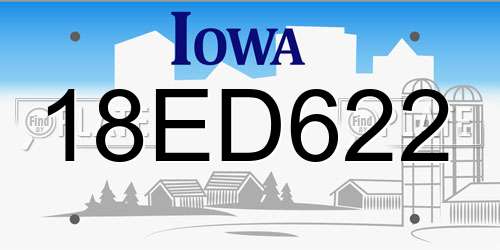18ED622 Iowa License Plate
