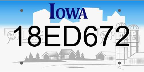 18ED672 Iowa License Plate