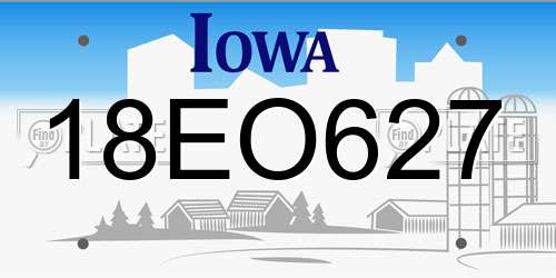 18EO627 Iowa License Plate