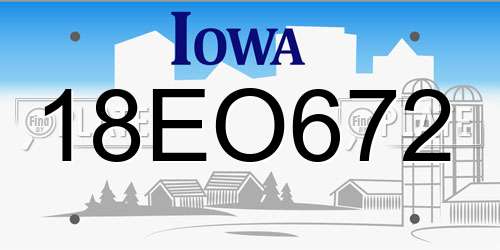 18EO672 Iowa License Plate