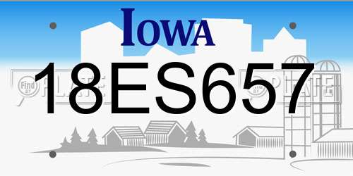 18ES657 Iowa License Plate