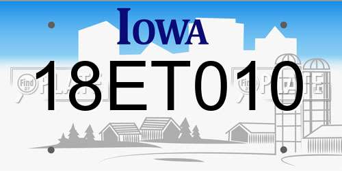 18ET010 Iowa License Plate