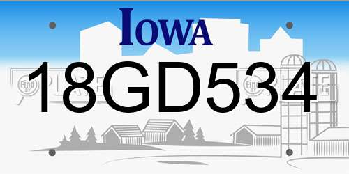 18GD534 Iowa License Plate
