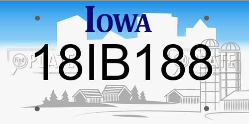 18IB188 Iowa License Plate