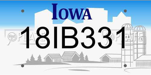 18IB331 Iowa License Plate