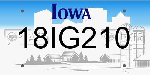 18IG210 Iowa License Plate