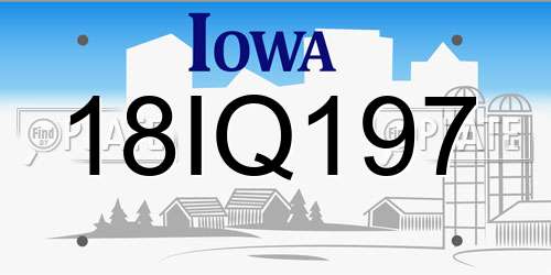 18IQ197 Iowa License Plate