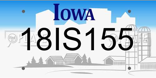 18IS155 Iowa License Plate