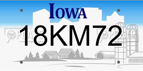 18KM72 Iowa License Plate