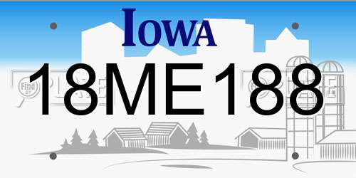 18ME188 Iowa License Plate