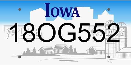 18OG552 Iowa License Plate