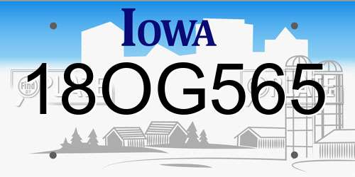 18OG565 Iowa License Plate
