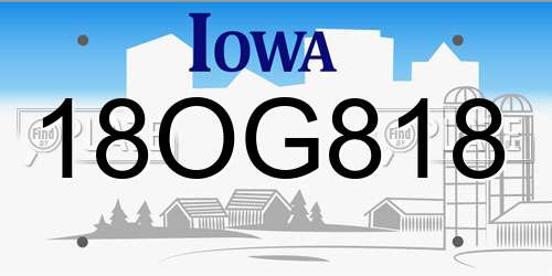 18OG818 Iowa License Plate