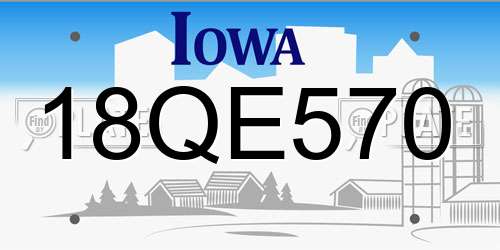18QE570 Iowa License Plate