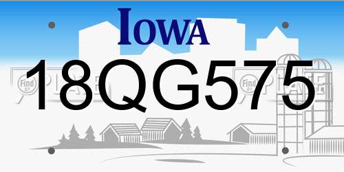 18QG575 Iowa License Plate