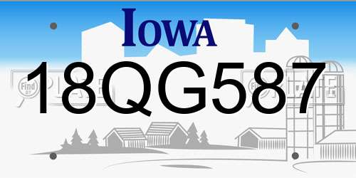 18QG587 Iowa License Plate