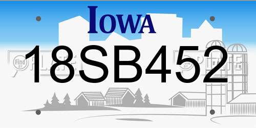 18SB452 Iowa License Plate