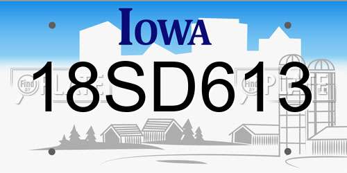 18SD613 Iowa License Plate