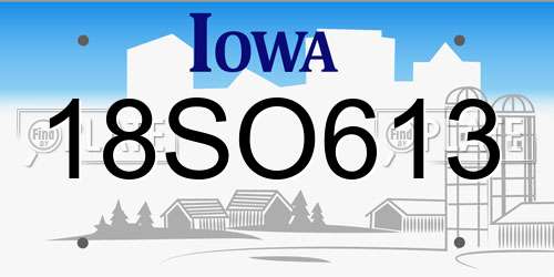 18SO613 Iowa License Plate