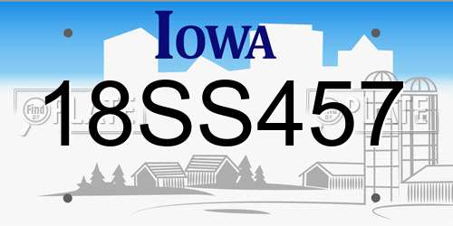 18SS457 Iowa License Plate