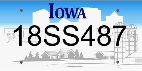 18SS487 Iowa License Plate