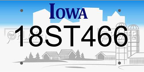 18ST466 Iowa License Plate
