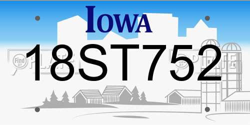 18ST752 Iowa License Plate