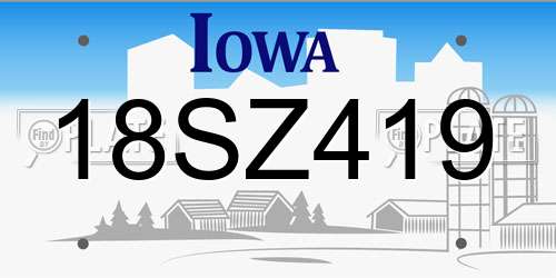 18SZ419 Iowa License Plate