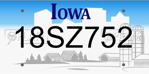 18SZ752 Iowa License Plate