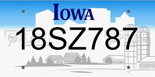 18SZ787 Iowa License Plate