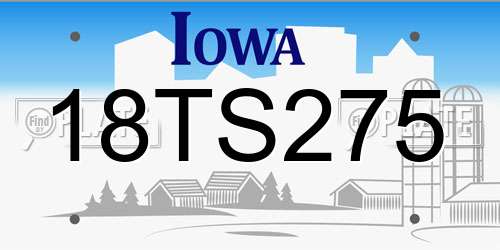 18TS275 Iowa License Plate