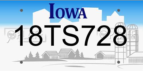 18TS728 Iowa License Plate