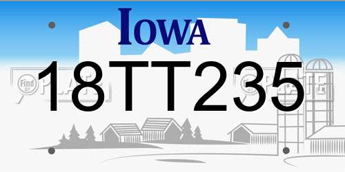 18TT235 Iowa License Plate
