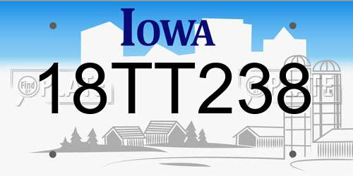18TT238 Iowa License Plate