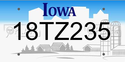 18TZ235 Iowa License Plate