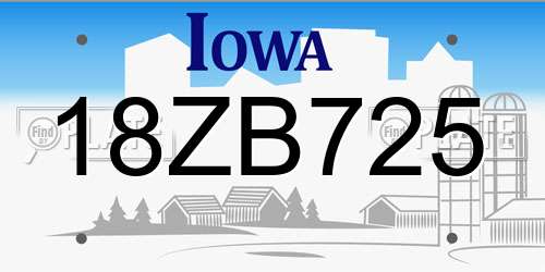 18ZB725 Iowa License Plate