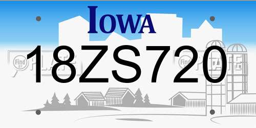 18ZS720 Iowa License Plate