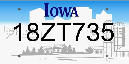18ZT735 Iowa License Plate