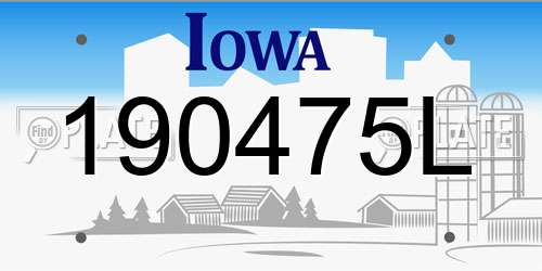 190475L Iowa License Plate
