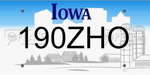190ZHO Iowa License Plate