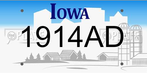 1914AD Iowa License Plate